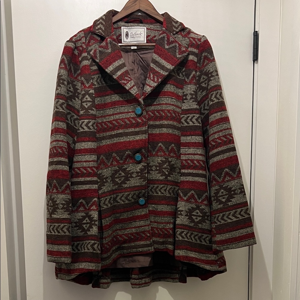 Quilted Red and Brown Patterned Women's Jacket